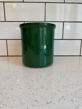 Vintage Hall Crock #302 Green Forest Large Utensil Crock EUC